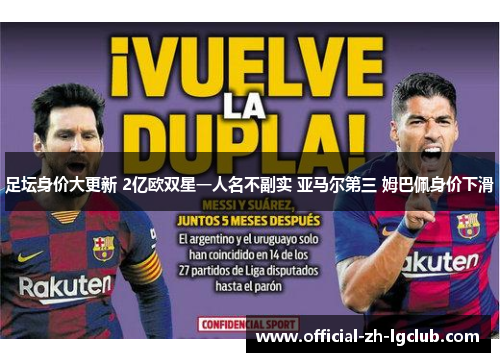 足坛身价大更新 2亿欧双星一人名不副实 亚马尔第三 姆巴佩身价下滑